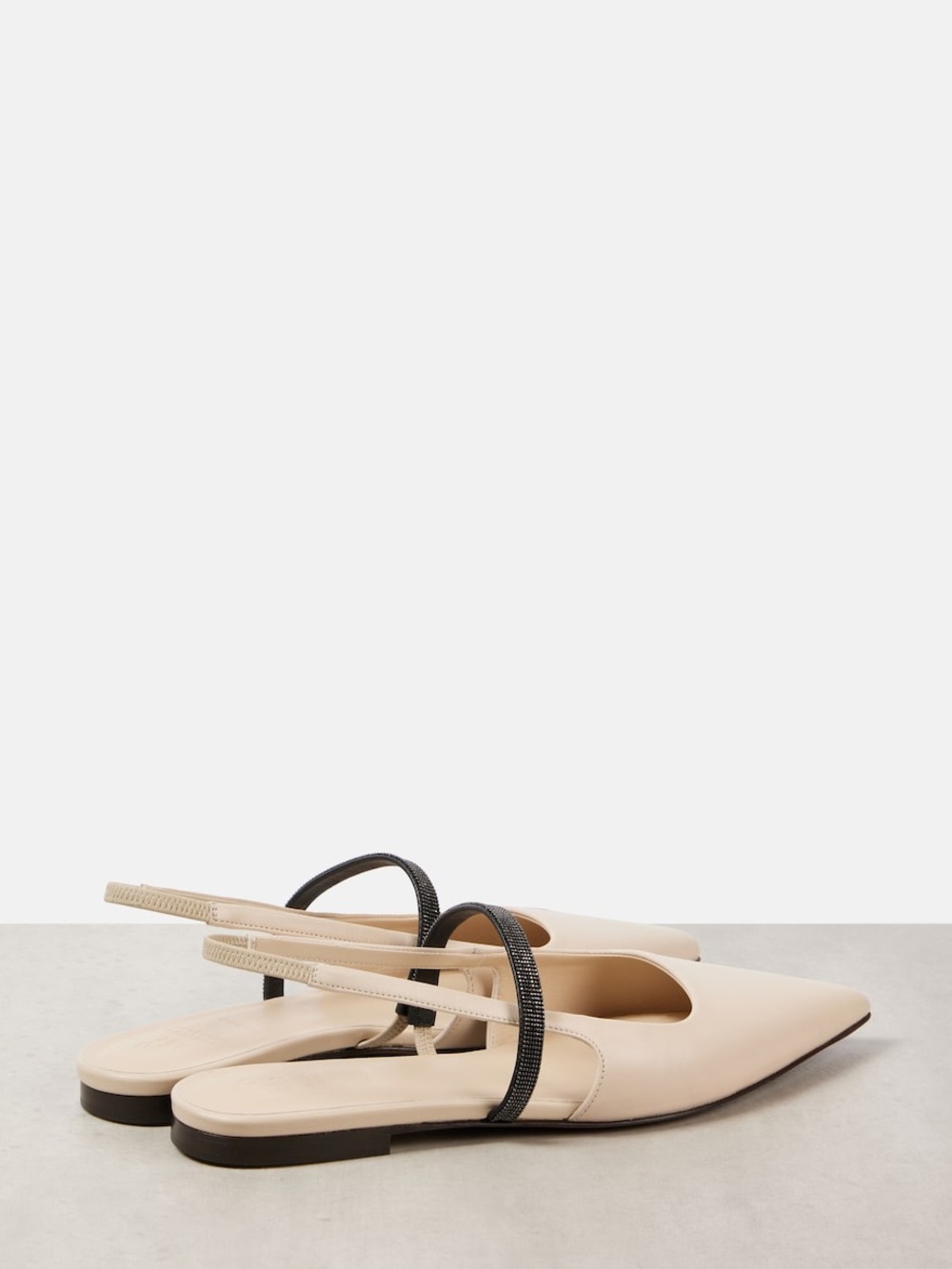 Brunello Cucinelli Monili Slingback Leather Ballet Flats White Size 39 EU / 9 US - Picture 3 of 11
